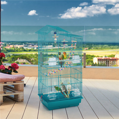 99cm Iron Pointed Top Floor Bird Cage with Perch