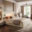 Linen Upholstered Ottoman Bed With Charging Station (USB/Type-C) & Smart LED Storage Headboard, Bubble Cloud Bed Frame in Grey/Beige (EU Double/King 140/160X200cm)-1077528110-1088134858