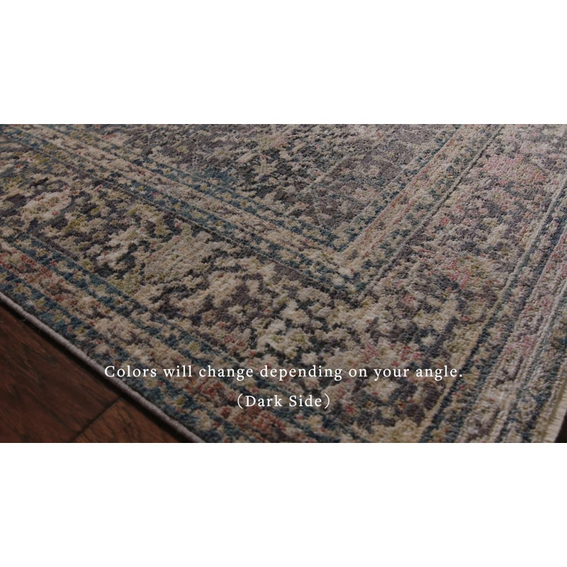 Midnight Blue Round Synthetic Area Rug with Fringe