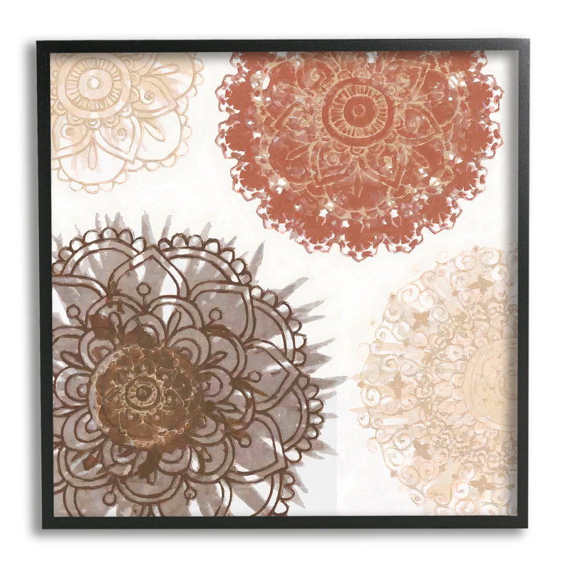 Boho Mandala Earthy Florals, art de la giclée encadrée par Irena Orlov, Giclée encadrée noir minuit