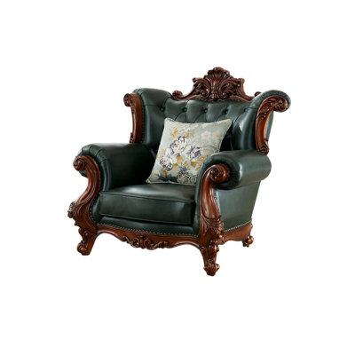 Fauteuil en cuir véritable capitonné European Luxury