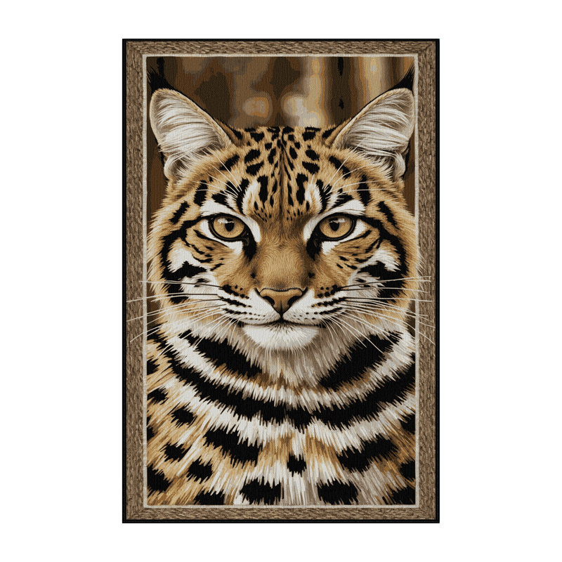 Washable Bobcat Big Cats Area Rug, Rectangle 4' x 6'