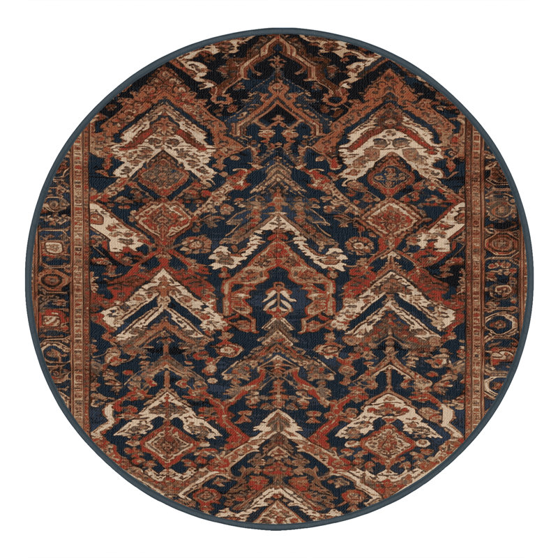 Tapis brun lavable à la machine, Rond 8 pi