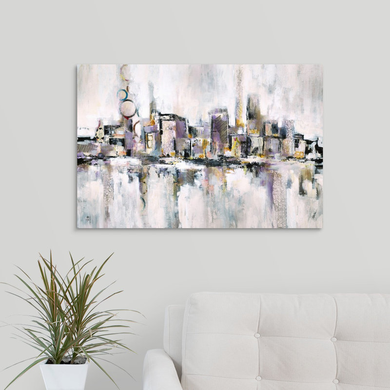 « travers the city », peinture sur toile, Toile tendue, H 20 po x l 30 po x P 1,25 po