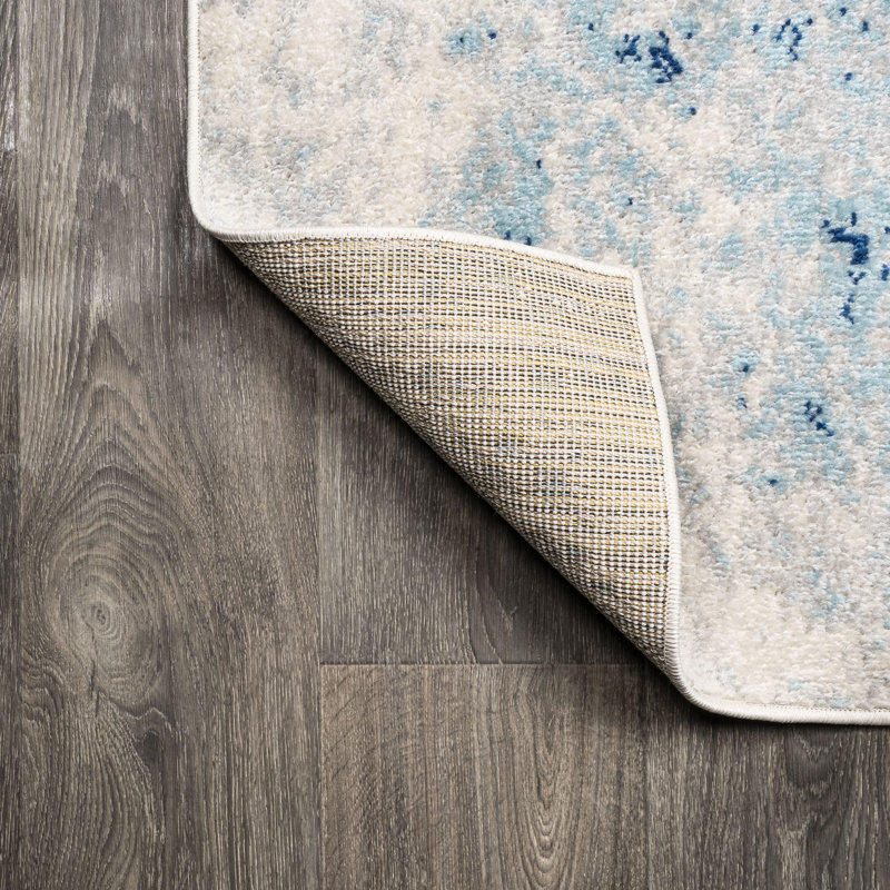 Dune Modern Abstract Cream/Blue Rug, Runner 2'3" x 8'
