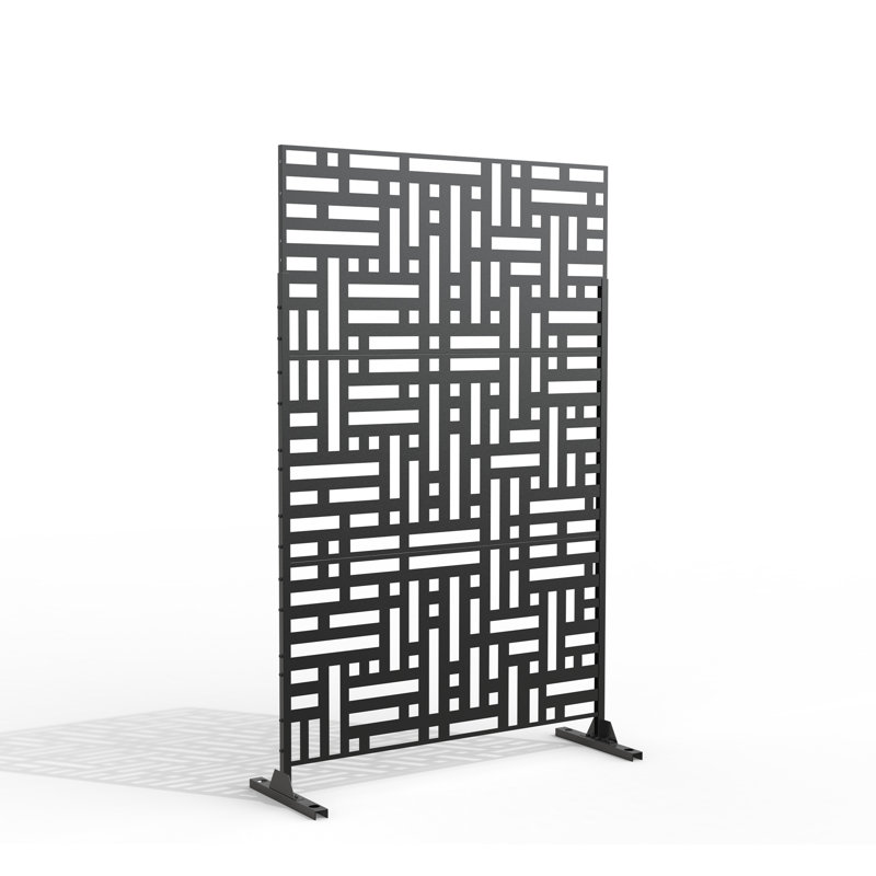Pacifa Series 6 ft. H x 4 ft. W Freestanding Metal Privacy Screen With Leave Pattern