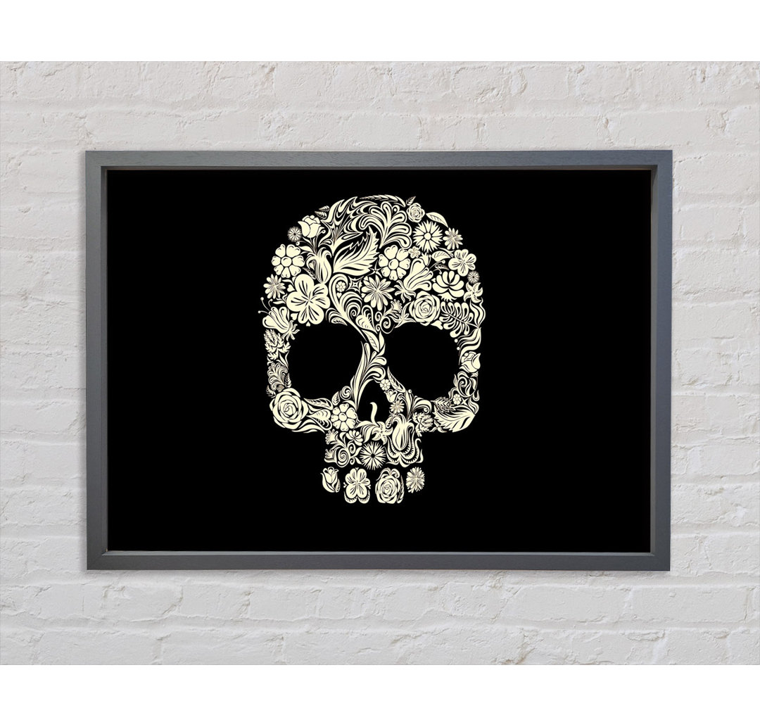 Skulls Floral - Einzelner Bilderrahmen Kunstdrucke auf Leinwand