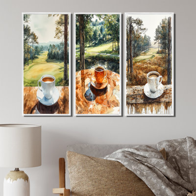 «Coffee Cup At The Golf Court I», ensemble de 3 pièces de la collection Wall Art