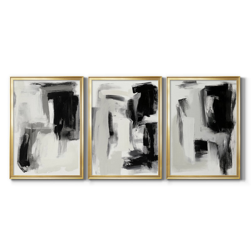 ABSTRACT Series DCCLxx - Toile tendue avec châssis sur mesure - 3 pièces, H 15 po x l 19 po