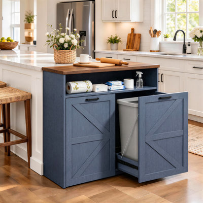 Armoire à déchets double coulissante, armoire autoportante pour poubelle 2 x 13 gallons, pour le salon de la cuisine
