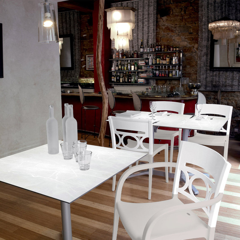 Plateau de table en HPL avec rails Grosfillex, H 0,39 po x L 48 po x l 32 po, Blanc