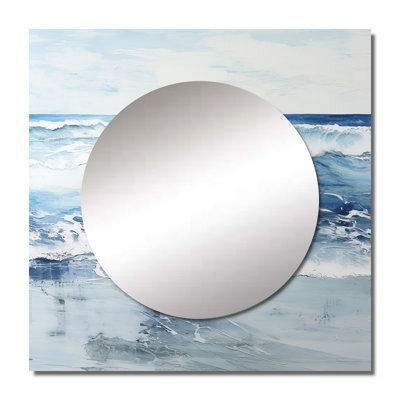 Hadiah - Soft Color Minimal Beach Wave Coastal Beach Square Mirror Wall Decor For Bedroom