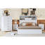 Queen Size Vintage Platform Bed,With Storage Headboard And Charging Station