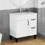 Ensemble de meuble-lavabo 31,5 po avec lavabo, armoire avec 1 porte et 2 tiroirs, poignée en métal noir, pieds noirs, charnière à fermeture en douceur, armoire de salle de bain Mordern, lavabo en céramique, assemblage facile