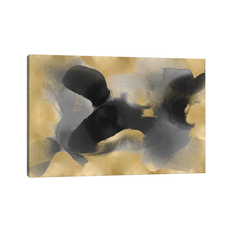 Free Form Grey On Gold II by Hannah Carlson - Wrapped Canvas Painting, 66.04 cm H x 45.72 cm W x 1.91 cm D
