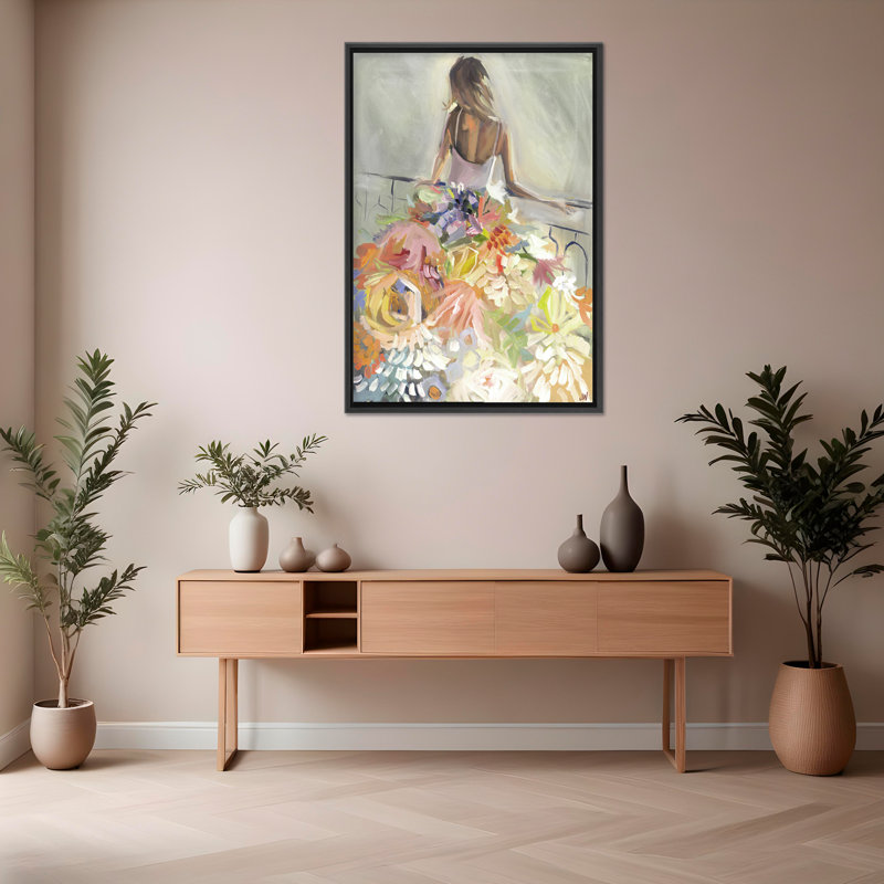 Nature Inspired Blossom Reverie: The Enigmatic Backdrop, 48" H x 32" W x 2.375" D, Black, Framed Canvas