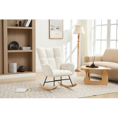 Chaise berçante moderne avec fauteuil à bascule et dossier haut avec pieds en bois massif pour chambre d'enfant