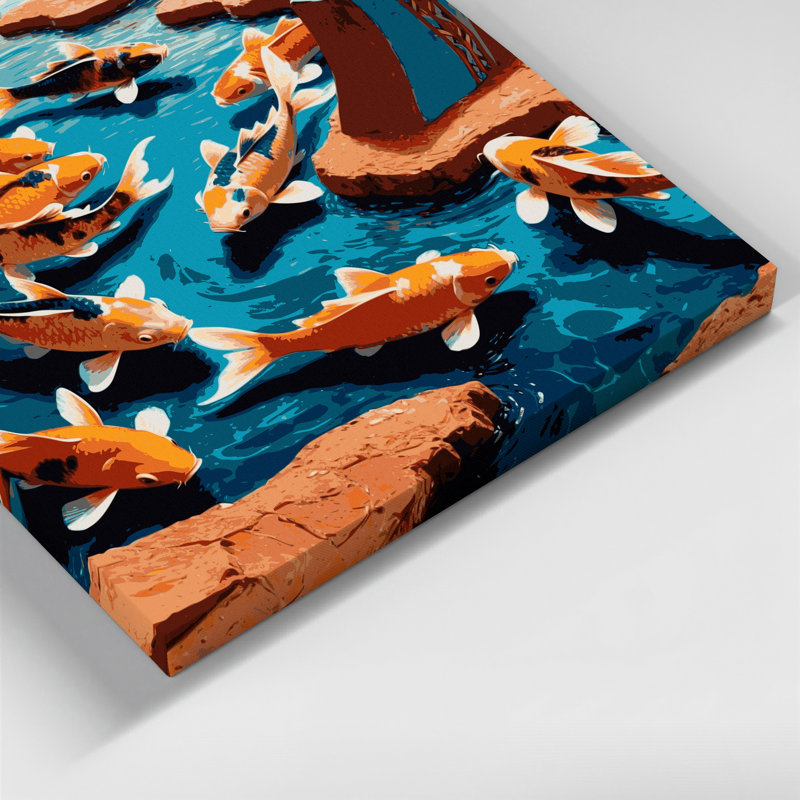 «Southwestern Animals», art mural noir sur toile Koi Fish 32, H 11 po x l 14 po