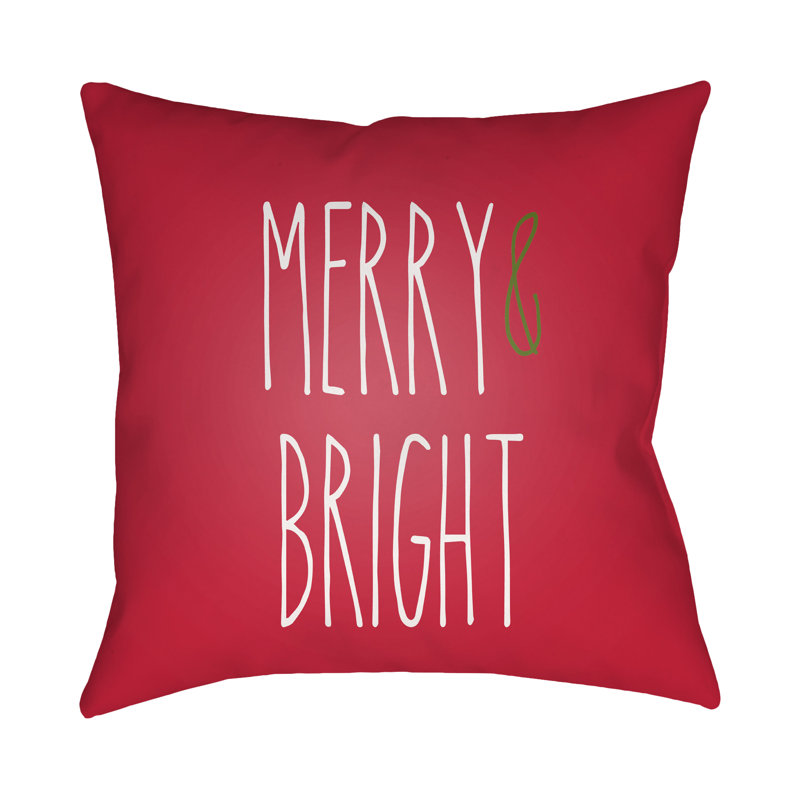 Outdoor Reversible Throw Pillow, 20" H x 20" W x 4" D, Red / White