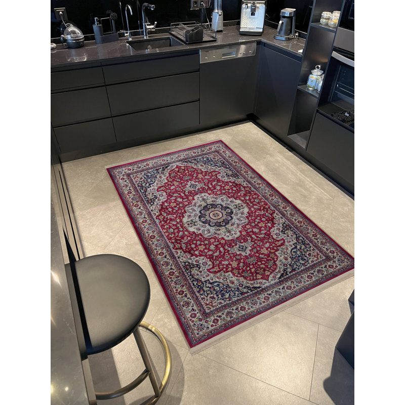 Tapis décoratif multicolore à motif floral, Rectangle 4 pi 11,06 po x 7 pi 6,55 po