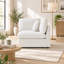 Chaise d'angle rembourrée en lin avec revêtement-413573547