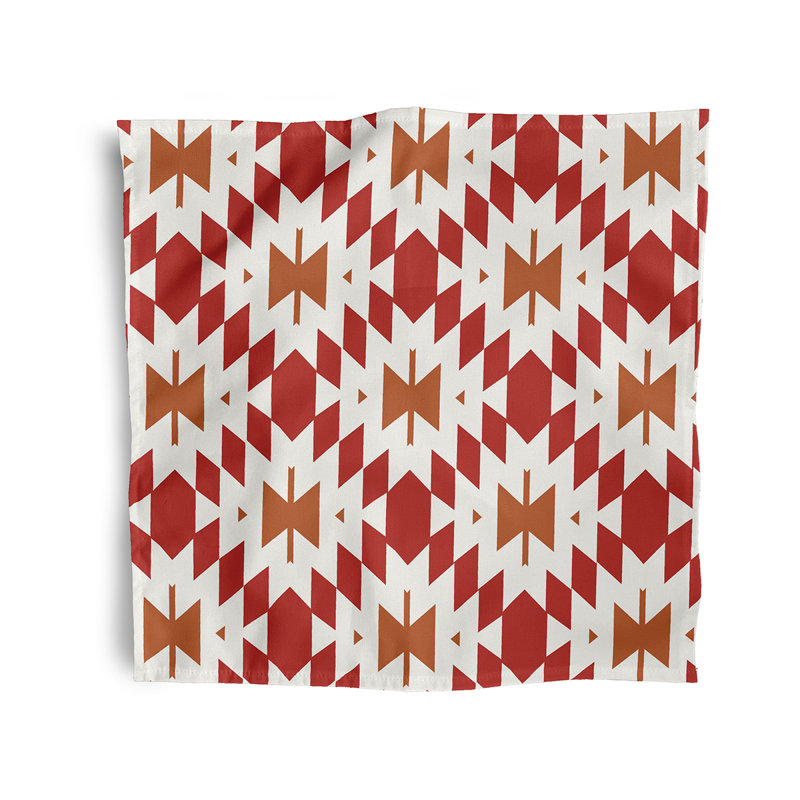 Beily Polyester Geometric Square Napkin, Orange/White