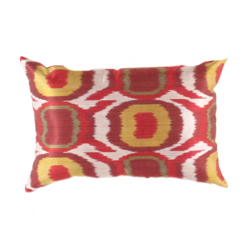 Coussin en velours réversible , Ikat rouge
