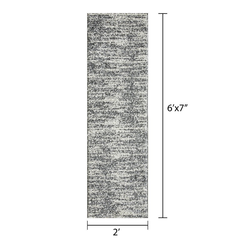Tapis d'intérieur bleu en polyester tissé à la machine Eliot, Tapis de couloir 2 pi x 6 pi 7 po