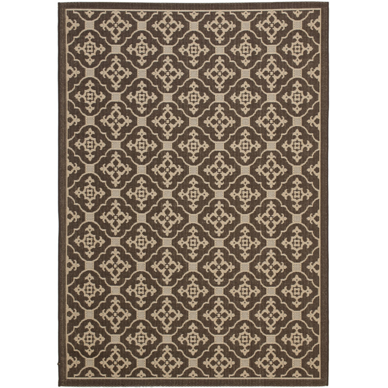 Aengus Brown/Tan Indoor/Outdoor Area Rug, Rectangle 6'7" x 9'6"