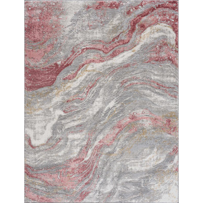 Tapis rose / beige à motif abstrait Catalaya