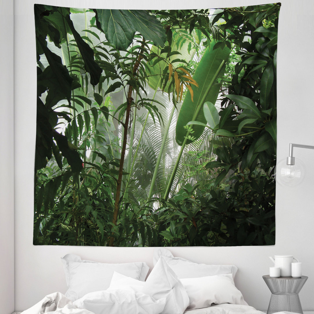 Tropical Rainforest Preservation Humidity Palm Tree Wild Environment Misty Nature Tapestry
