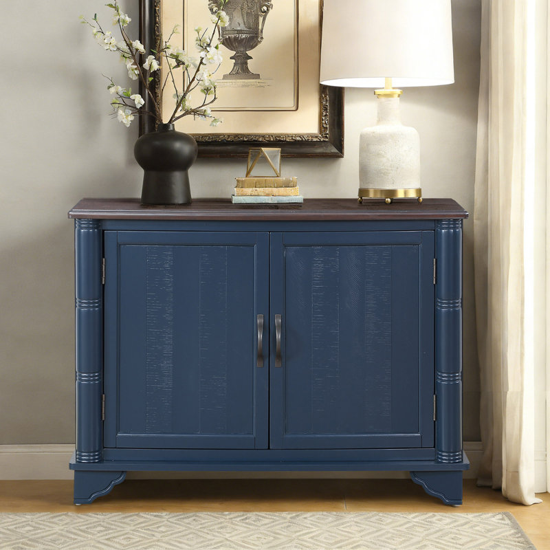 Buffet en bois massif 40 po Draike, Bleu marine