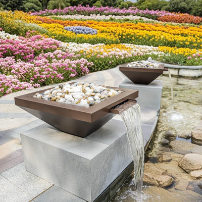 Handcrafted Outdoor Stainless Steel Waterfall Fountain