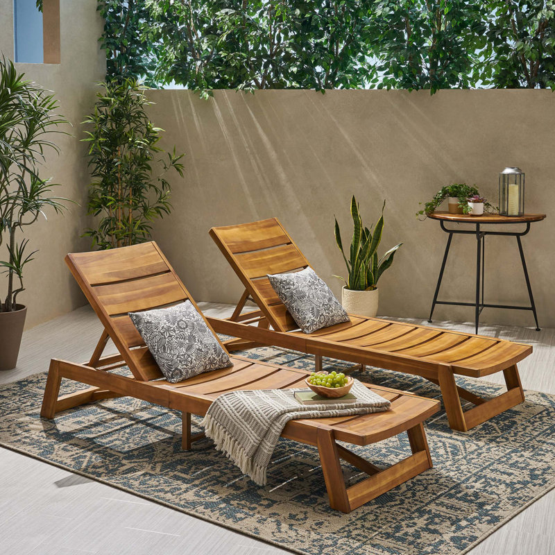 Chaise longue Maki (ensemble de 2), Teck