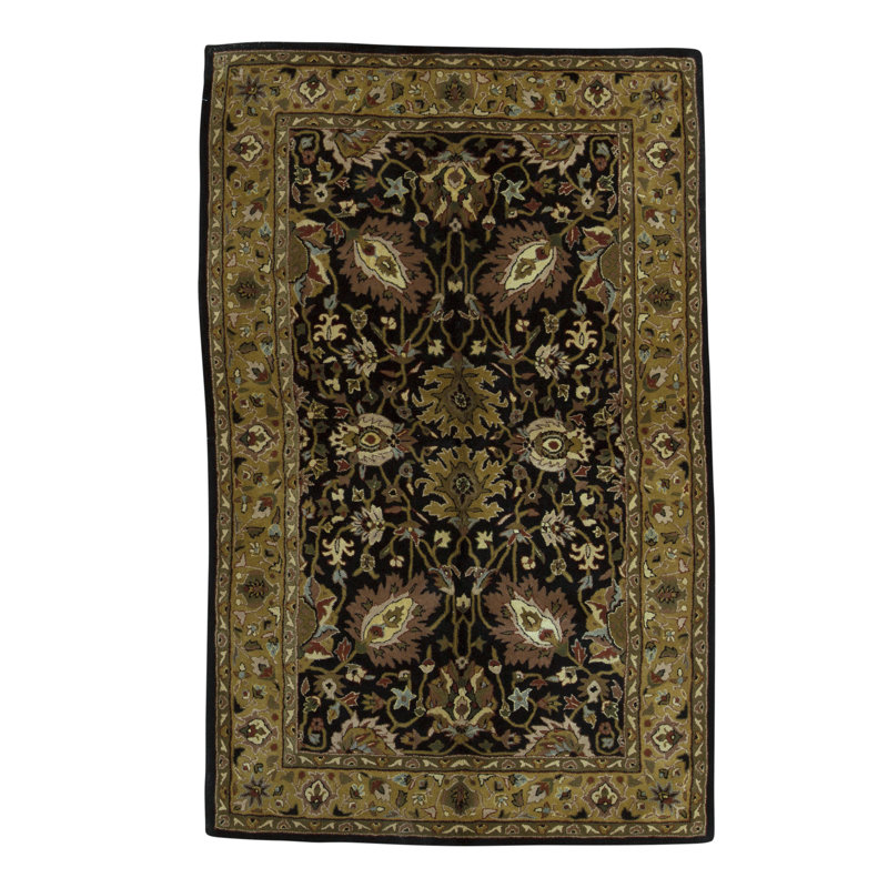 Tapis brun et noir de haute qualité noué à la main