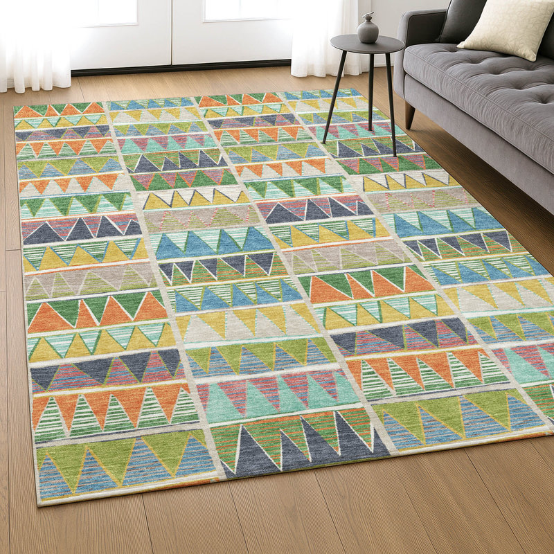 Premium Machine Washable Mayfield AMF2205 geometric Rug, 8' x 10', Beige