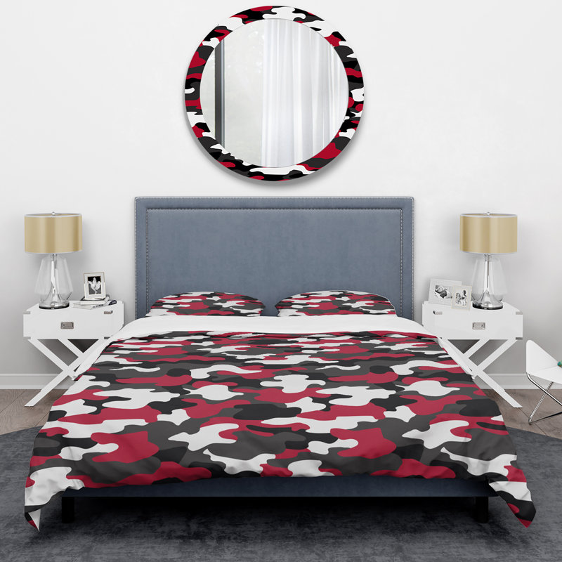Ensemble de housse de couette en microfibre rouge / blanc 3 pièces