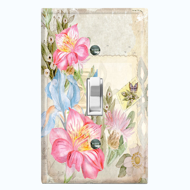 Plaque murale avec interrupteur à bascule fleurs et fleurs