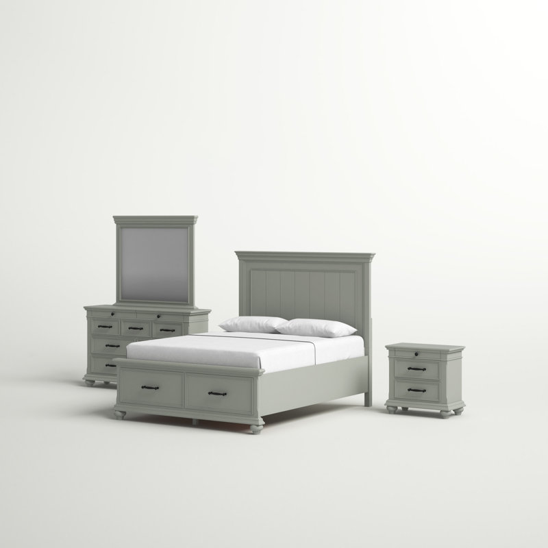 Ensemble de chambre avec lit plateforme 4 pièces Amarilis, Grand