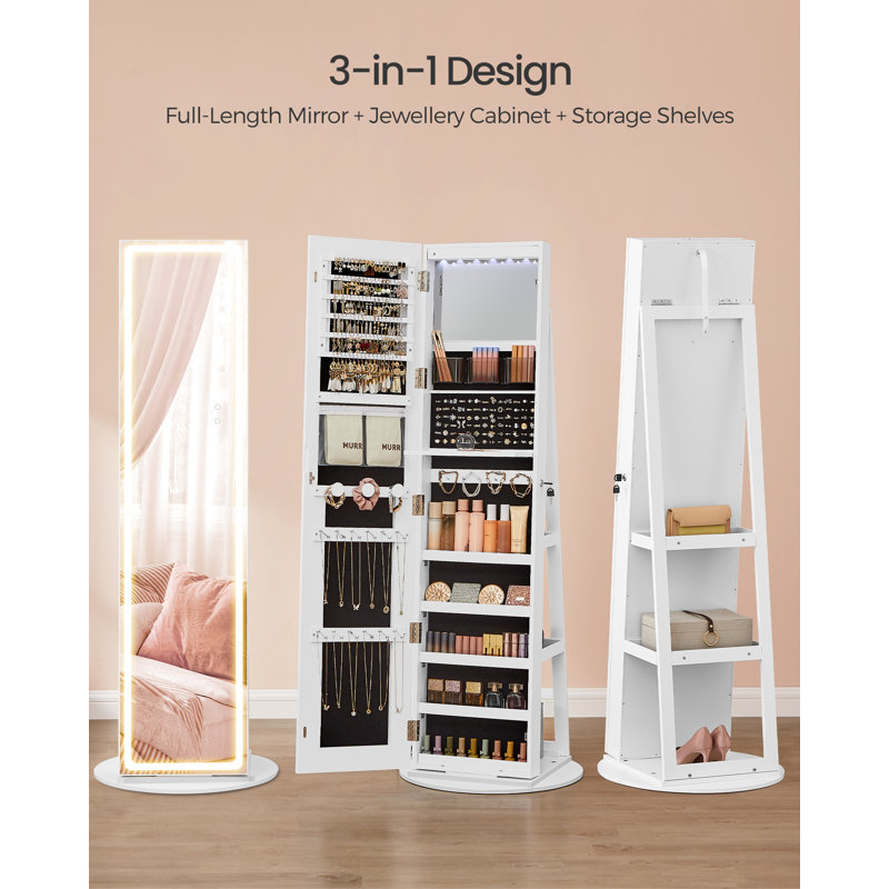Brikena Freestanding Jewelry Armoire, White