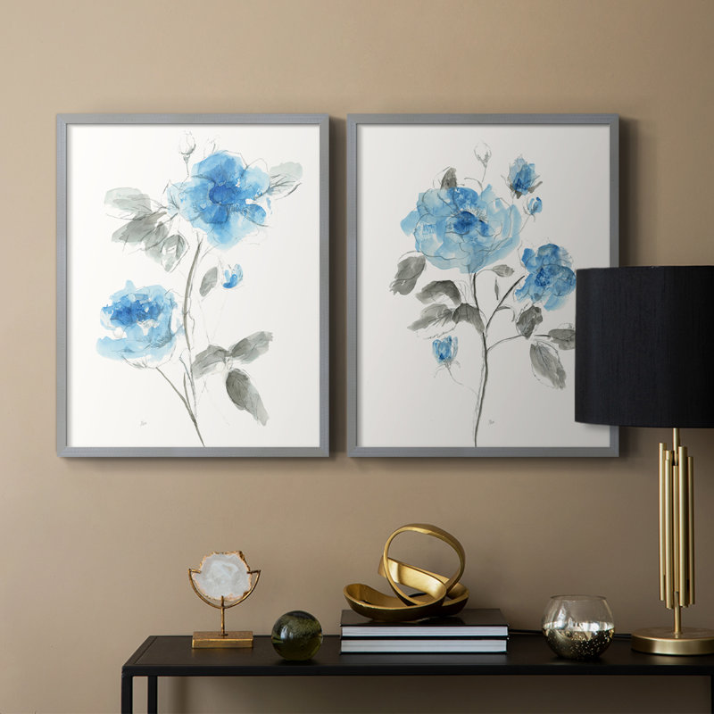 Reproduction encadrée bleue S-Premium de S esquisse - prête à être accrochée - aucun clou requis - aucun clou requis, Vert
