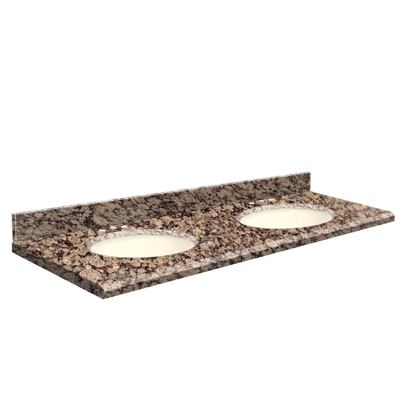 Plateau de salle de bain double 61 po meuble-lavabo, Biscuit, Décalé de 8 po, Vert Uba