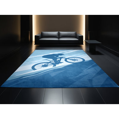 Tapis bleu doux et moelleux en velours de montagne Edens