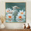 Bébé canard dans un étang avec des fleurs blanches - Art mural animal canard