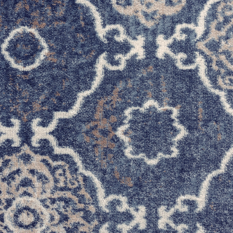 Tapis bleu marine à motif géométrique Montrel, Rectangle 6 pi 6 po x 9 pi 2 po