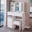 Meuble-lavabo de 37 po de taille moyenne avec tiroir à gauche et tabouret rembourré, très grand miroir coulissant à droite, rangement multi-couches à grande capacité, commode pratique et pratique, convient aux grands espaces-283102224