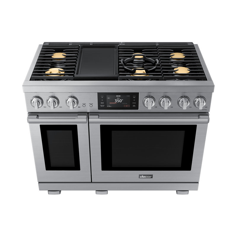 48" Dual Fuel Pro-Range 6 Burners With Griddle, Transitional, Silver, NG/LP