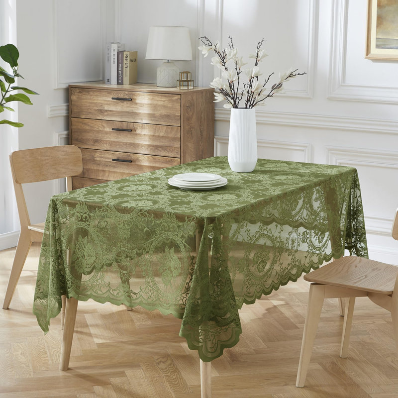 Gothic Sage Lace Tablecloth. 60 x 104 Inch Rectangle Tablecloth for Halloween or Gothic Decor, 104" L x 60" W, Sage