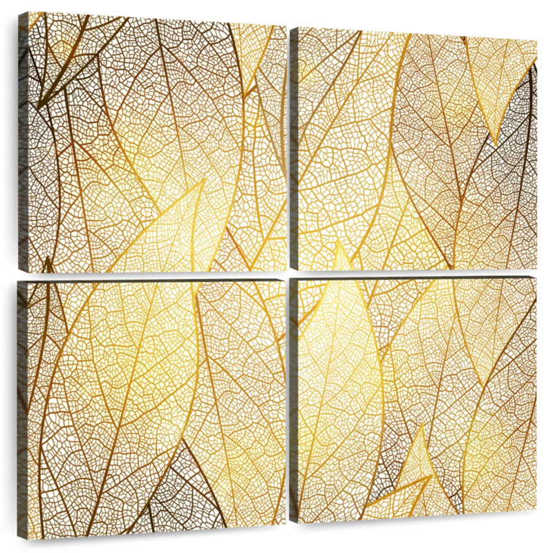 Feuilles d'automne dorées, H 18 po x l 18 po