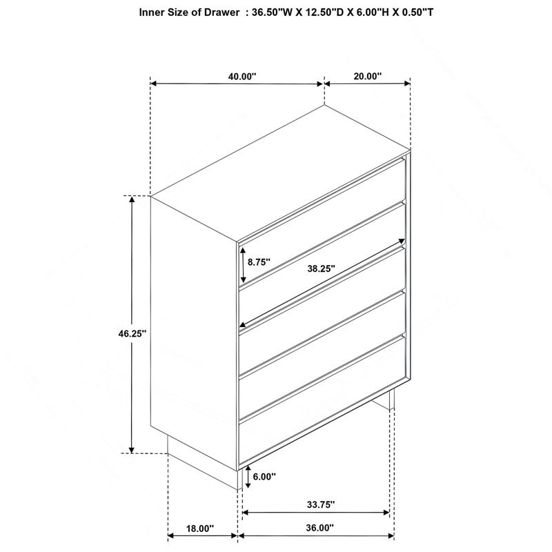 Commode 4 tiroirs brun chaud